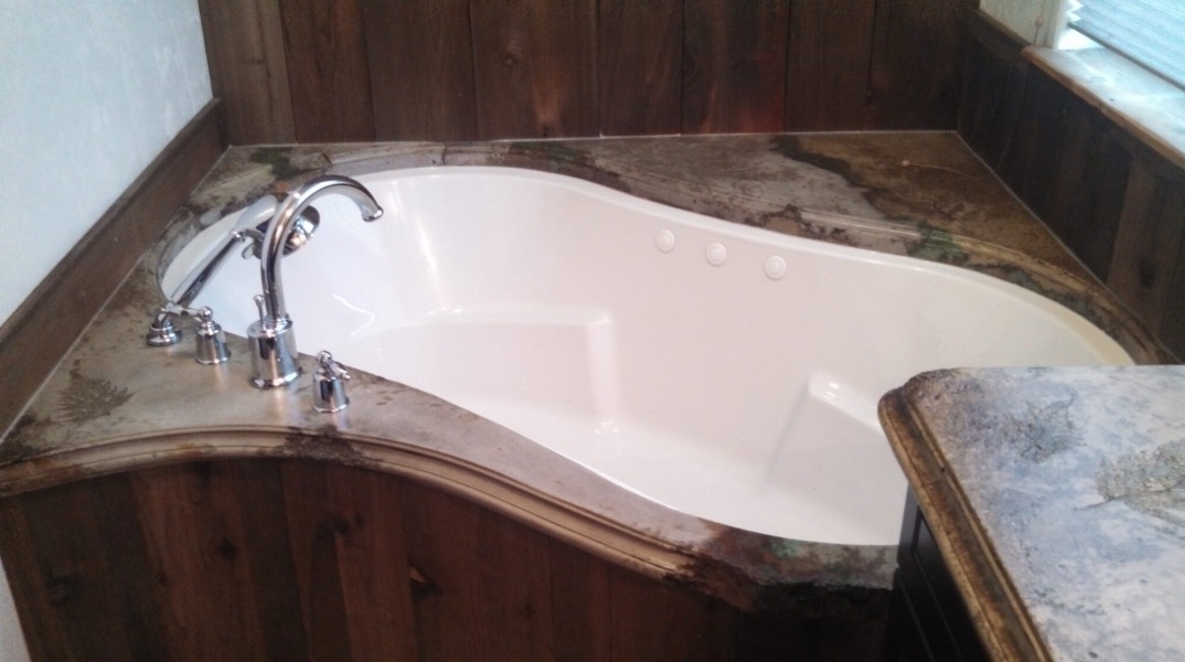 Marbled concrete bathtub surround by KreteworX in Idaho Falls ID.