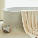 A finished custom concrete bathtub by KreteworX in Idaho Falls.