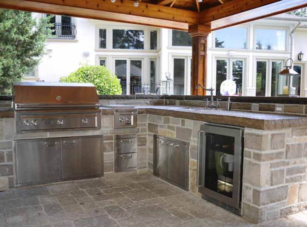 custom concrete kitchen under open style roof - Idaho Falls countertops KreteworX
