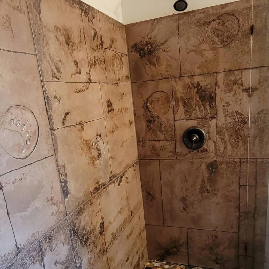 Custom designed concrete shower in Idaho Falls by KreteworX